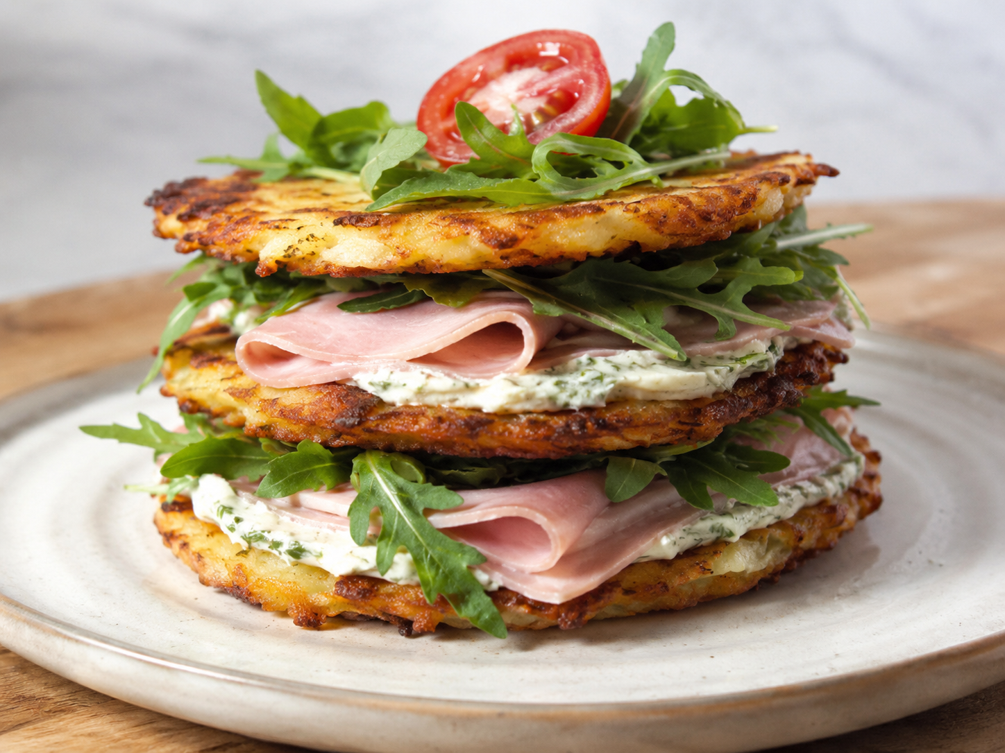 Savoury German potato pancake stack